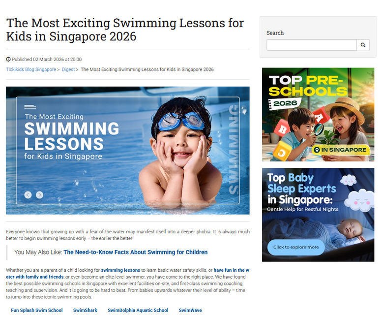 Most Exciting Swimming Lessons for Kids in Singapore 2026